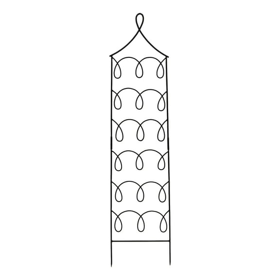 Achla Designs 72"H Black Powdercoated Wrought Iron Outdoor Garden Gingerbread Cottage Trellis