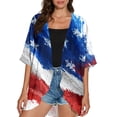 thumbnail image 4 of JULMCOMO American Flag Lightweight Cardigans for Women Red White Blue Half Sleeve Independence Day Kimono Cover Ups Summer Tops White XL, 4 of 6