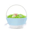 thumbnail image 4 of Personalized Planet Blue and White Liner with Custom Name Printed in Blue Letters on White Woven Spring Easter Basket with Collapsible Handle for Egg Hunt or Book Toy Storage, 4 of 6
