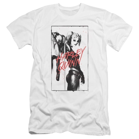 Batman Inked Quinn Premium Canvas T-Shirt Adult Slim Fit 30/1-White