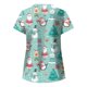 thumbnail image 4 of Puntoco Blusa de manga corta con cuello en V para mujer, uniforme con bolsillos estampados de Navidad Puntoco Puntoco-7149, 4 of 4