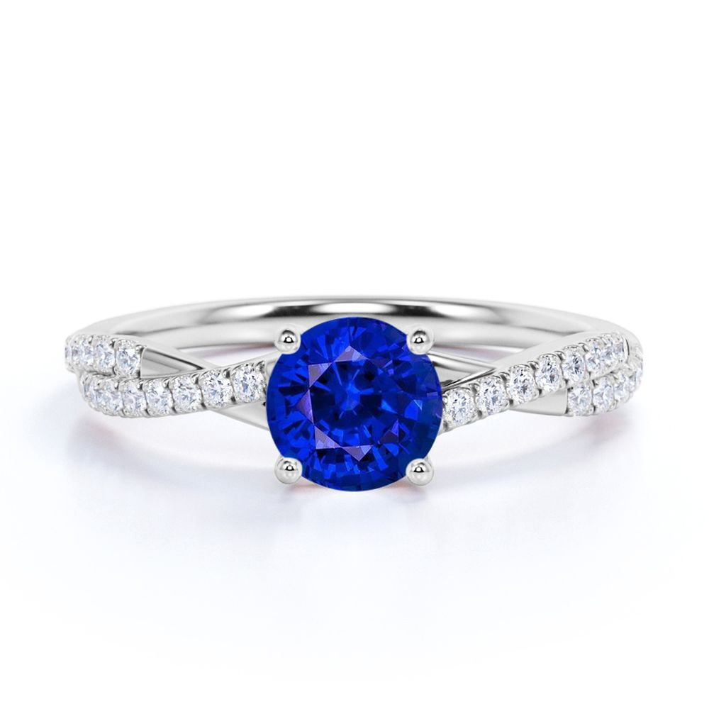 Classic Prong Setting - 1.15 TCW Round Brilliant Cut Lab Created Blue ...