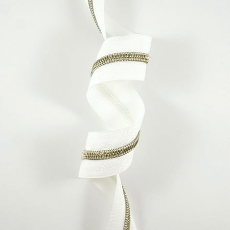 

Emmaline Bags Emmaline #5 Zippers-by-the-Yard - White with Antique Brass