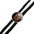 thumbnail image 2 of Chrome Metal Flaming Skull Western Southwest Cowboy Necktie Bow Bolo Tie, 2 of 4