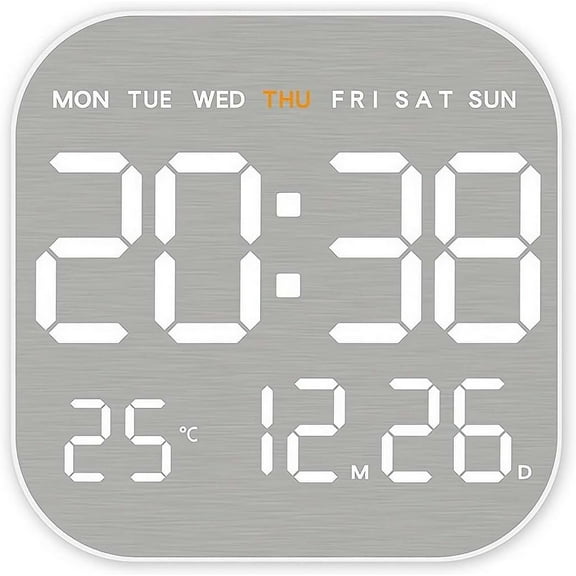 Atomic Wall Clock with Indoor/Outdoor Temp Large Number Display Silent Battery Operated Alarm Analog Digital Clocks for Bedroom Seniors Desk Living Room Office Bathroom Kitchen Shower(White)
