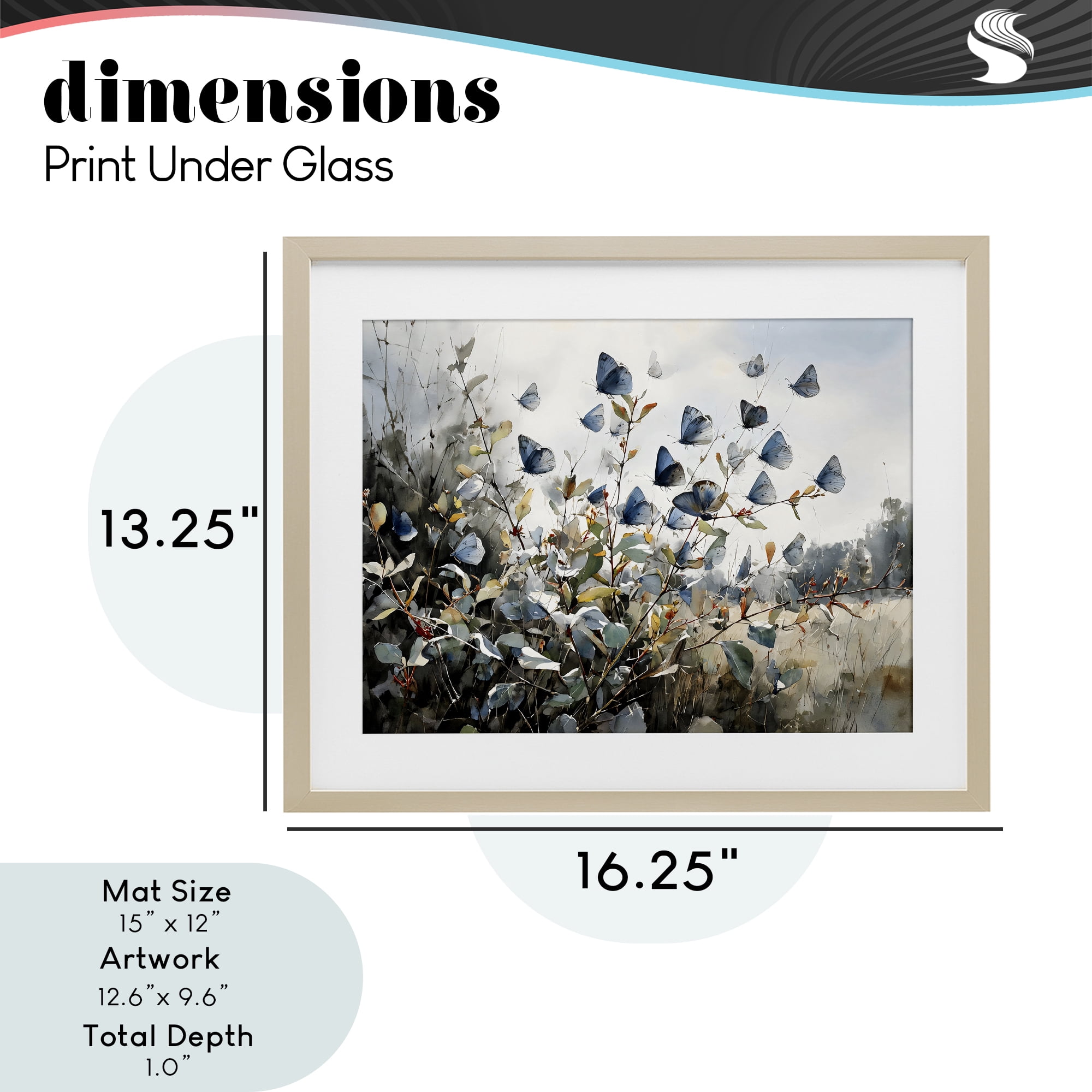 Stupell Industries Blue Butterflies Among Meadow Leaves Birch Framed Print Under Glass, design by Franklyn Gregory