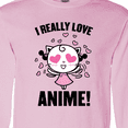 thumbnail image 4 of Inktastic I Really Love Anime with Cute Anime Cat and Hearts Long Sleeve T-Shirt, 4 of 5