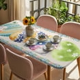 thumbnail image 3 of Easter Table Cloths for 3 Foot Rectangle Tables, Colorful Eggs Rabbit Flowers Leaves Blue Plaid Patio Waterproof Elastic Fitted Tablecloths, Washable Rectangular Table Cover for Camping, 3 of 8
