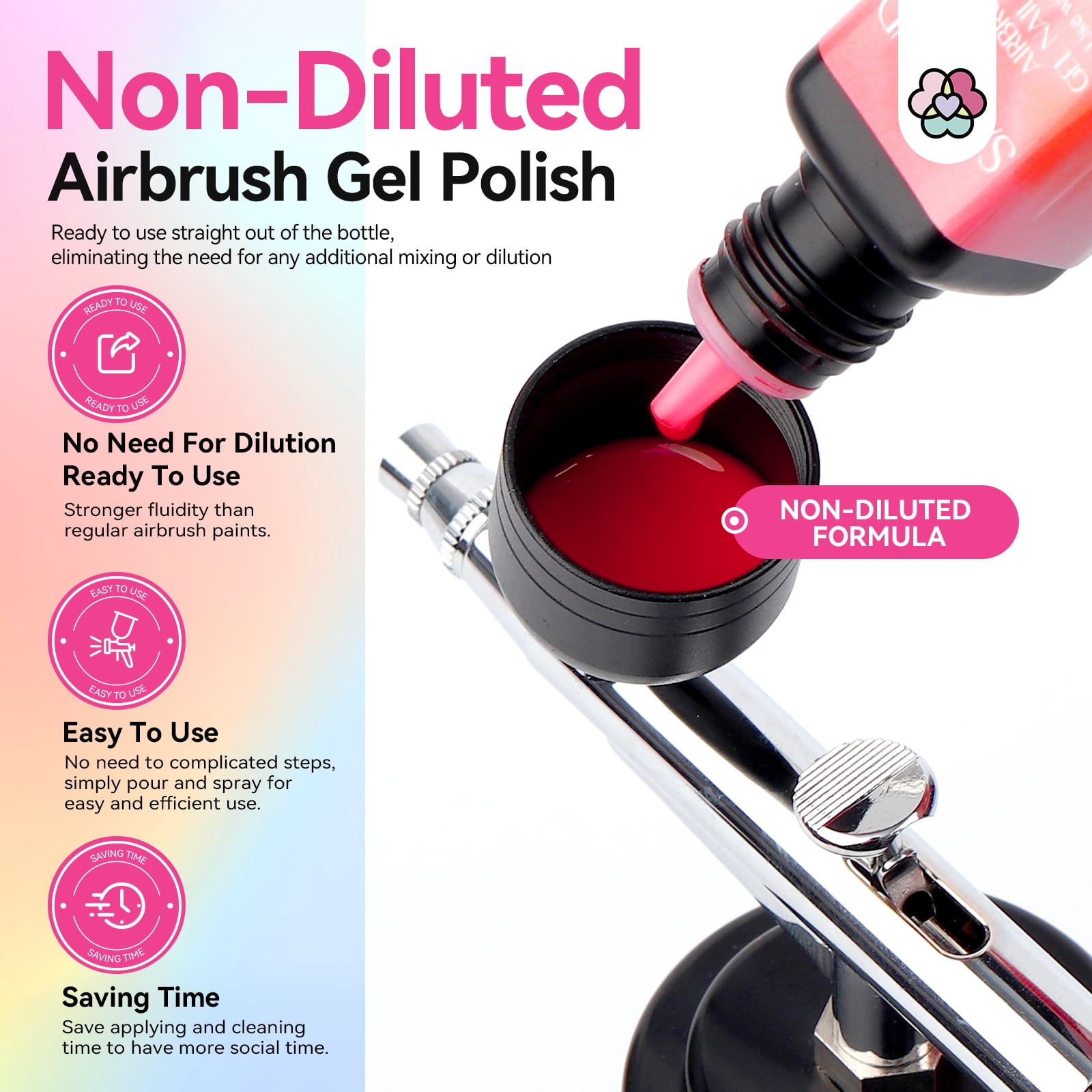 SAVILAND Airbrush Gel Nail Polish: No Dilution Fluorescent Airbrush Nail Polish Shine All Night Long, 12 Colors Glows in The Dark for Nails French Manicure DIY Nail Salon, Gifts & Party & Bar Social