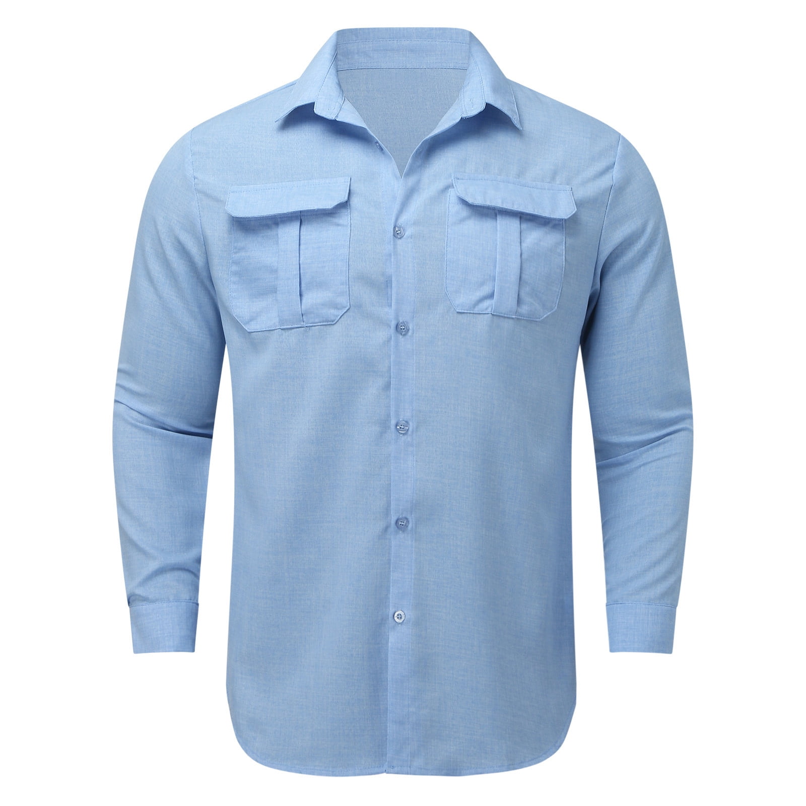 KaLI_store Mens Button Down Long Sleeve Shirts,Men's Solid Oxford Shirt