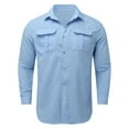 thumbnail image 4 of Linen Shirts for Men Casual Long Sleeve Regular Fit Cotton Beach Shirts with Pocket Blue 3XL, 4 of 8