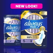Always Maxi Pads Size 5, Extra Heavy Overnight with Wings, 14 Count