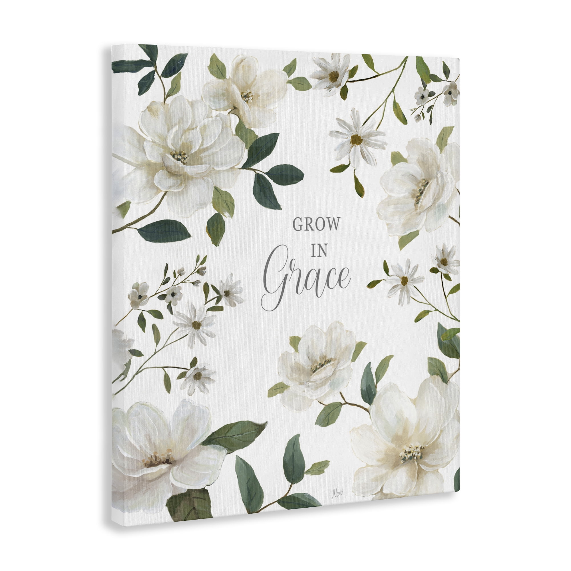 Stupell Industries Floral Grow In Grace Canvas Wall Art, design by Nan