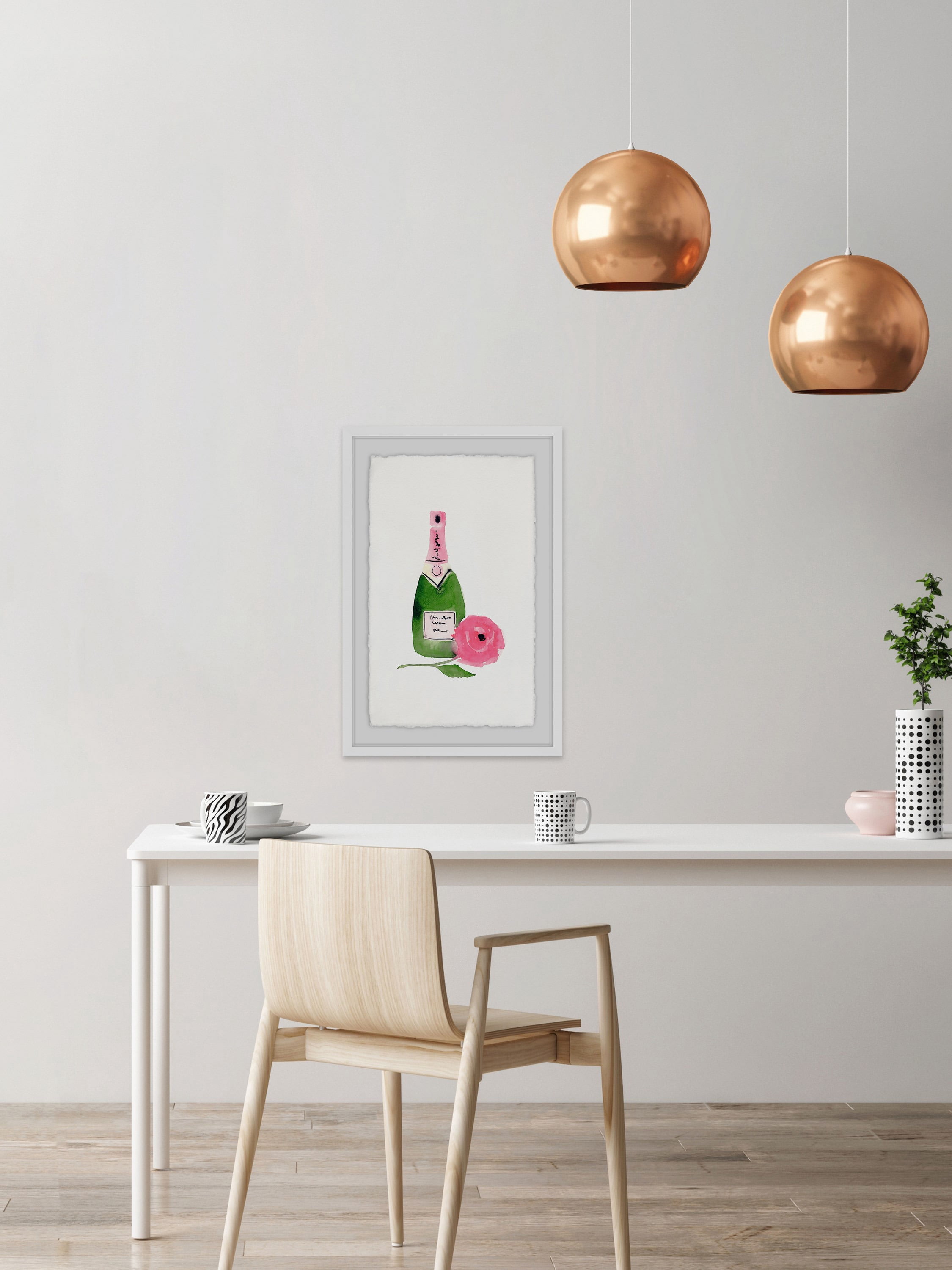 Pink Wine Framed Painting Print