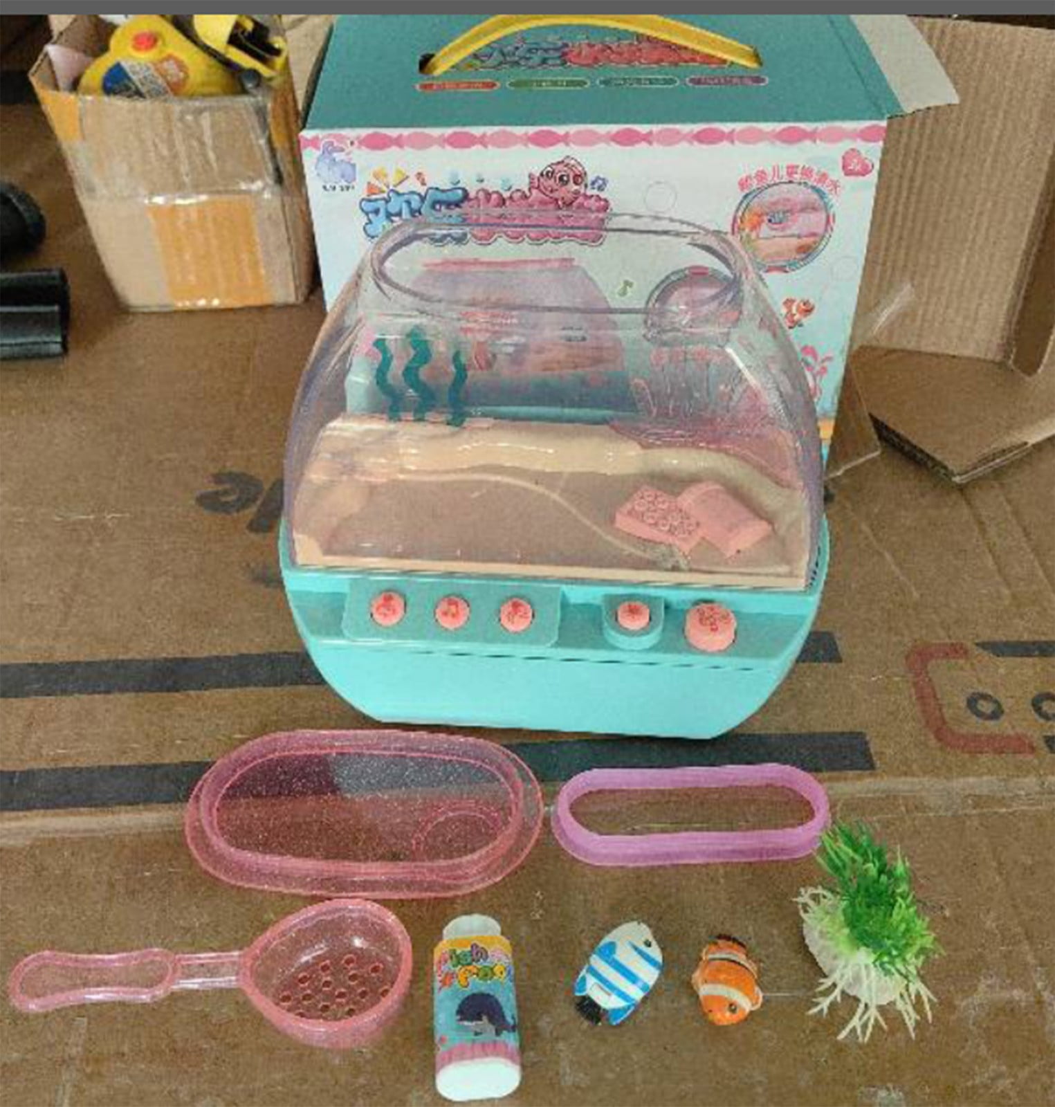Hzrsly Interactive Kids Aquarium Set - Simulation Electric Fish Tank Toy with Lighting, Music, and Breeding Experience - Perfect for Indoor Play, Games, and Parties(Blue)