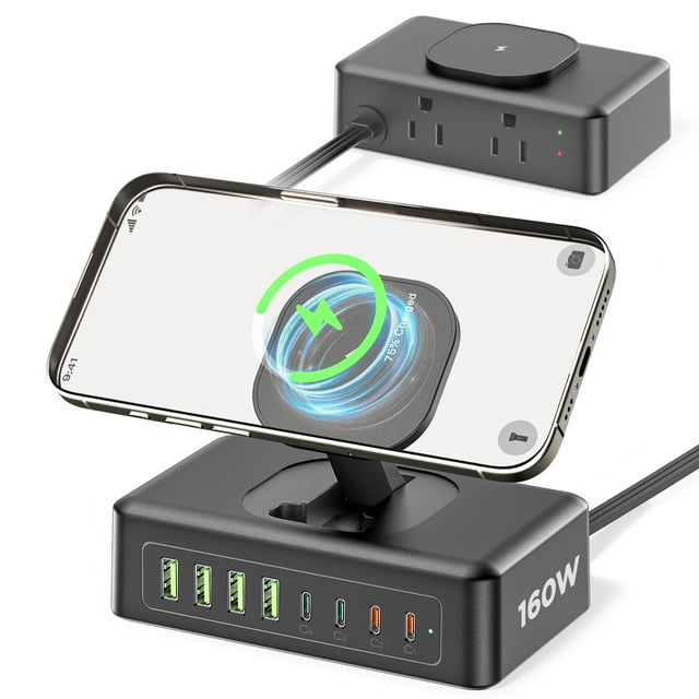 Estación de carga Acozvin 160W USB-C 11 en 1, cable de 1,5 m