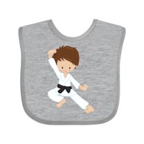 Inktastic Karate Boy, Cute Boy, Black Belt, Brown Hair Boys Baby Bib