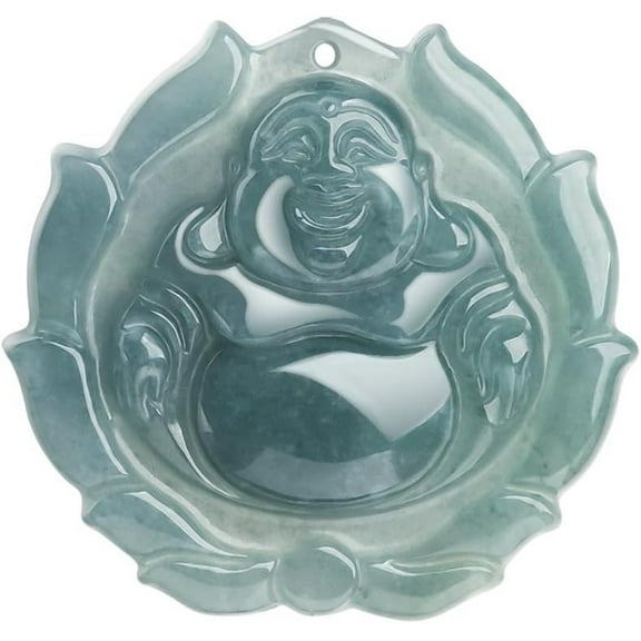 Timeless Blue Water Jade Buddha Necklace - Joyful Maitreya Pendant for Luck & Sophistication - A Unique Gift Embodying Happiness, Prosperity, and Grace
