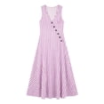 thumbnail image 6 of Snorda Women's Striped Dress Summer Round Neck Sleeveless Striped Solid Color Casual Dress Flowy Sundress Ideal for Daily Wear Beach Vacation & Party, 6 of 9
