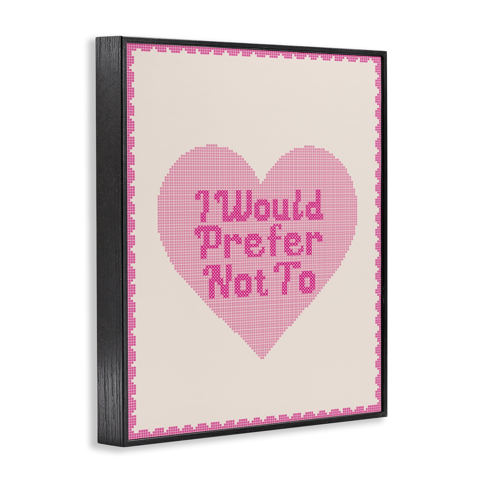 Stupell Industries I Would Prefer Not To Pink Heart Black Framed Giclee Art, design by Lil' Rue