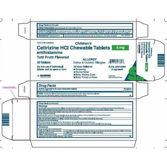 Children's Chewable Cetirizine Tablets, 5mg, 30 Count