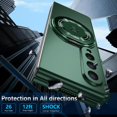 thumbnail image 4 of Magnetic Case for Samsung Galaxy Z Fold 3 Case with Kickstand & Ring Holder, [Compatible with MagSafe Charging] Slim Ultra PC Back Scratch-Resistant Military Grade Shockproof Case, Green, 4 of 14