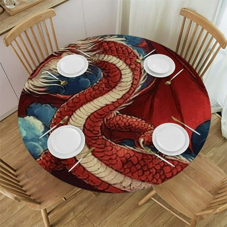 

BCIIG Dragon Round Table Cover Stain Resistant Washable Indoor Outdoor Tablecloth Kitchen Dining Wedding Parties 100% Polyester Outdoor Picnic Camping Indoor Kitchen Dining Party Waterproof 31 -35