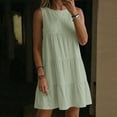 thumbnail image 5 of STETMN Women's Sleeveless Tiered Dress, Round Neck Loose A-Line Casual Swing Dresses Cotton Linen Dress for Summer Beachwear, 5 of 7