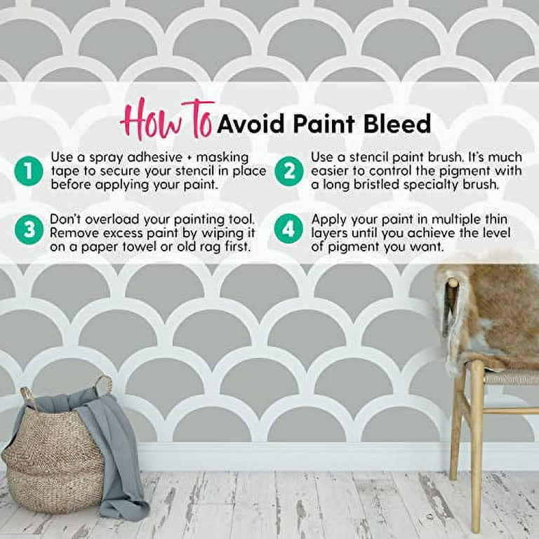 Large Scallop Stencil Set - Includes Two Identical Mermaid Scale Stencil  Patterns for Painting Large Pattern Designs on Walls, Floors, Furniture &  More - Fish Scale Wall Stencils (13 L x 18