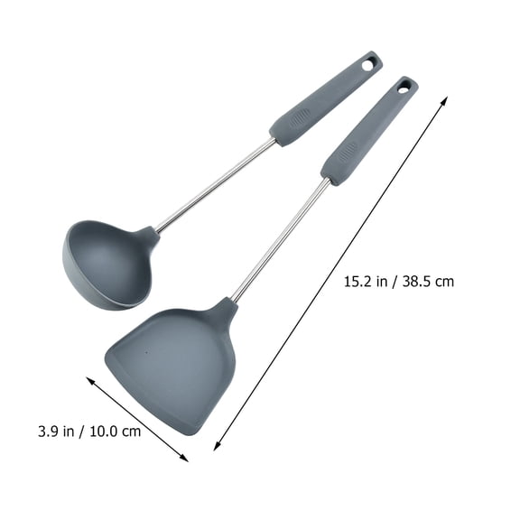 NUOLUX 2Pcs Silicone Cooking ula with Hanging Hole Dark Grey Kitchen Gadgets