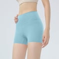 thumbnail image 3 of hlysgo Womens Yoga High Waist Shorts Tummy Control No Front Seam Biker Shorts 4 Inches Running Volleyball Yoga Gym Workouts Short Light Blue,L, 3 of 5