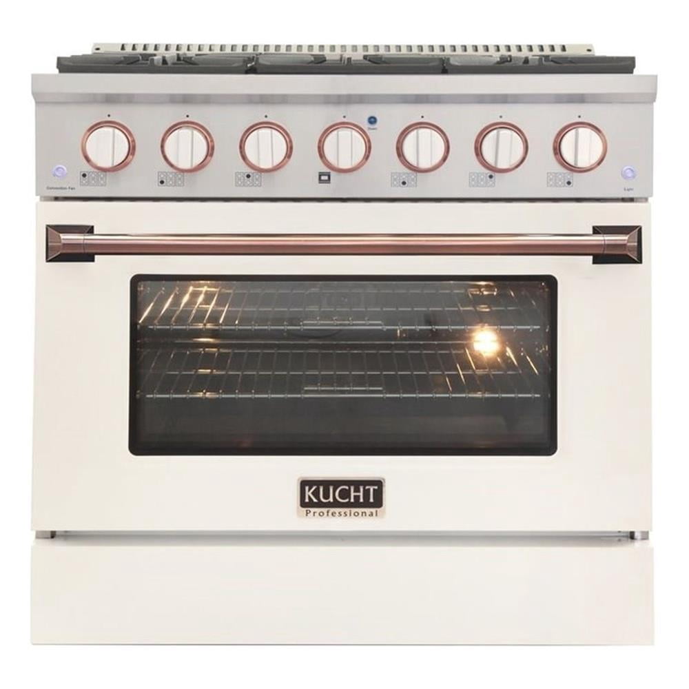 Pemberly Row 36" Stainless Steel Propane Gas Range in Silver/White