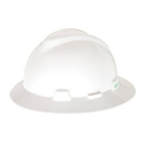 MSA 475369 V-Gard Full-Brim Hard Hat With Fas-Trac III Ratchet Suspension | Polyethylene Shell, Superior Impact Protection, Self Adjusting Crown-Straps - Standard Size in White