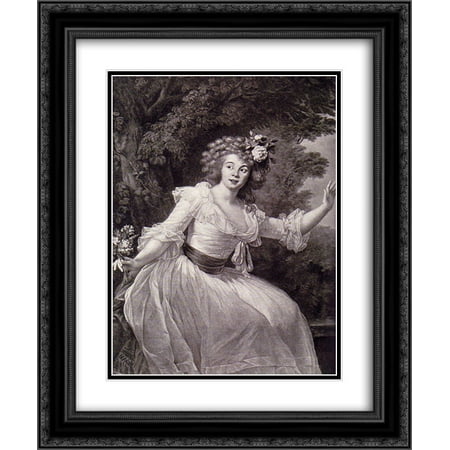 Louise Elisabeth Vigee Le Brun 2x Matted 20x24 Black Ornate Framed Art Print 'Portrait of French actress Louise Rosalie Dugazon