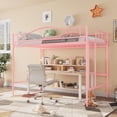 thumbnail image 3 of Loft Bed Twin Size with Removable Ladder & Full Safety Guardrail, Twin Loft Bed Heavy-Duty Metal Frame 400 Lbs Weight Capacity, Space Saving, No Box Spring Needed & Noise Free, Pink, 3 of 8