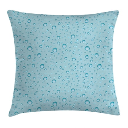 Aqua Throw Pillow Cushion Cover, Big Small Water Rain Drops Liquidity Oceanic Pelagic Naval Seafaring Maritime Image, Decorative Square Accent Pillow Case, 16 X 16 Inches, Light Blue, by Ambesonne