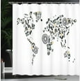 thumbnail image 3 of Ambesonne Auto Mechanic Shower Curtain, Car Parts World Map, 69"Wx75"L, Multicolor, 3 of 4
