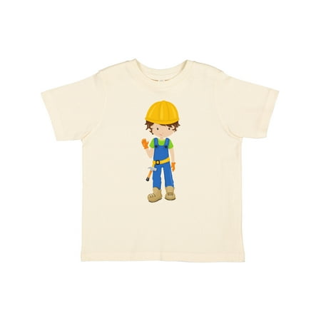 

Inktastic Construction Worker Brown Hair Cute Boy Hammer Gift Toddler Boy Girl T-Shirt
