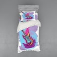 thumbnail image 2 of Ambesonne Music Bedding Set 4 Pcs, Guitar Instrument, Queen, Lavender Magenta, 2 of 3
