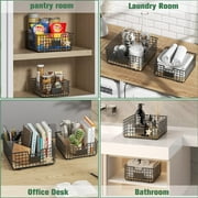 Wire Storage Baskets for Organizing, 2 Pack Kitchen Storage and Organizer with Removable Cork Liner, Household Counter Organizer Baskets for Pantry, Cabinets, Shelf, Laundry, Bathroom