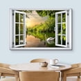 thumbnail image 3 of wall26 Canvas Print Wall Art Window View Swan Forest Lake Sunset Sky Zen Paradise Wilderness Nature Photography Realism Scenic Landscape Colorful Multicolor for Living Room, Bedroom, Office - 16x24, 3 of 5