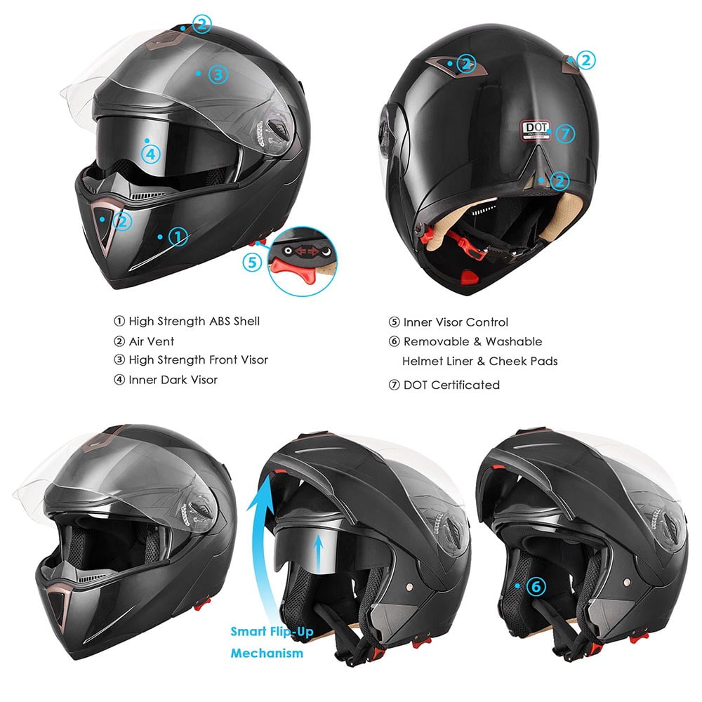 Ahr full face flip up modular motorcycle helmet dot approved dual visor motocross color opt Clearance
