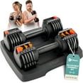 thumbnail image 1 of Lifepro 15lb Adjustable Free Weights Dumbbell Sets with Rack For Strength Training, Set Of 2 For Muscle Building - Hand Weights For Home Gym, 1 of 8