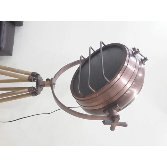 Designer Bedroom Tripod Lamp Copper Floor Lamp Nautical Spot Studio Lamp