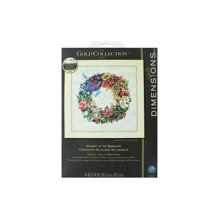 UPC: 0088677350406 | Dimensions Cross Stitch Kit 14×14 Wreath/Seasons