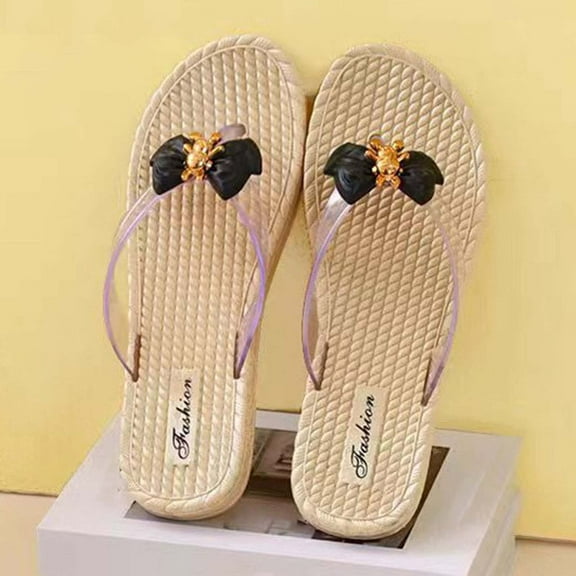 HAOTAGS Womens Slip On Sandals Summer Casual Flip Flops Black Size 7.5