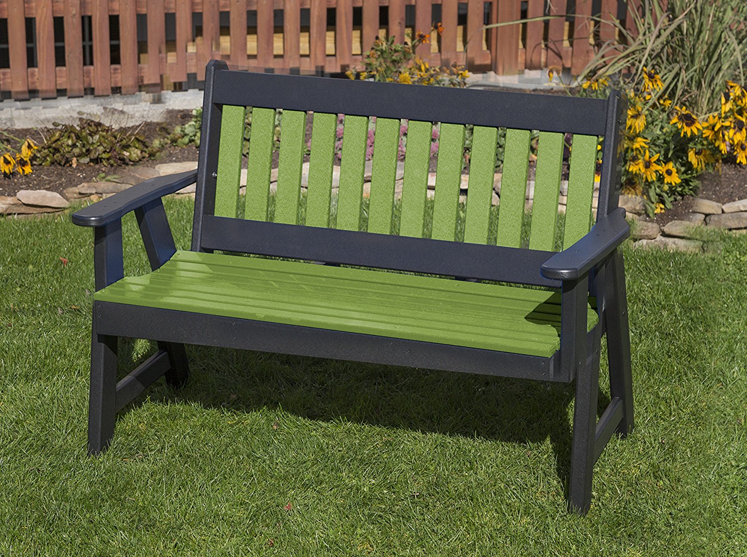 4 FtPoly Lumber Roll Back Porch Outdoor BenchTropical Lime Green