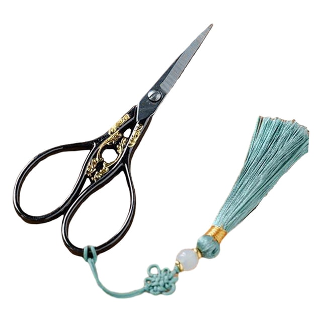 Ciseaux Ménagers Chinois Design Rétro Ciseaux à Broder Ciseaux à Sculpter Gland Doré Vert