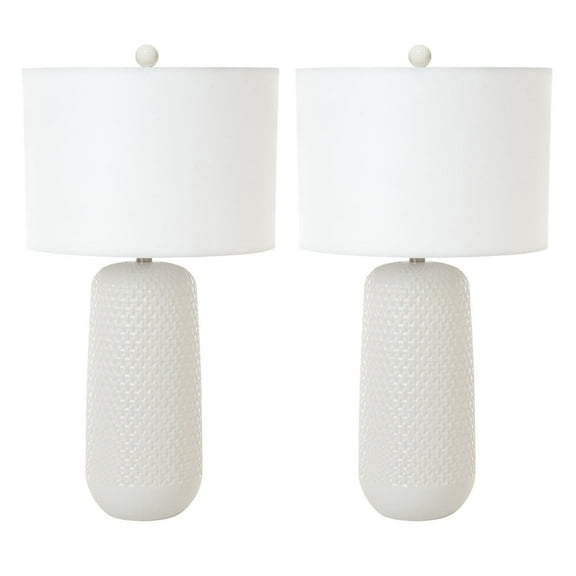 Lux Lighting 30" White Ceramic Table Lamps (Set of 2) 3-Way Switch
