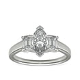 thumbnail image 1 of 1.00 Carat Excellent Marquise Cut Real Diamond New Design Three Stone Ring for Wedding Solid 18K White Gold Size 11, 1 of 5